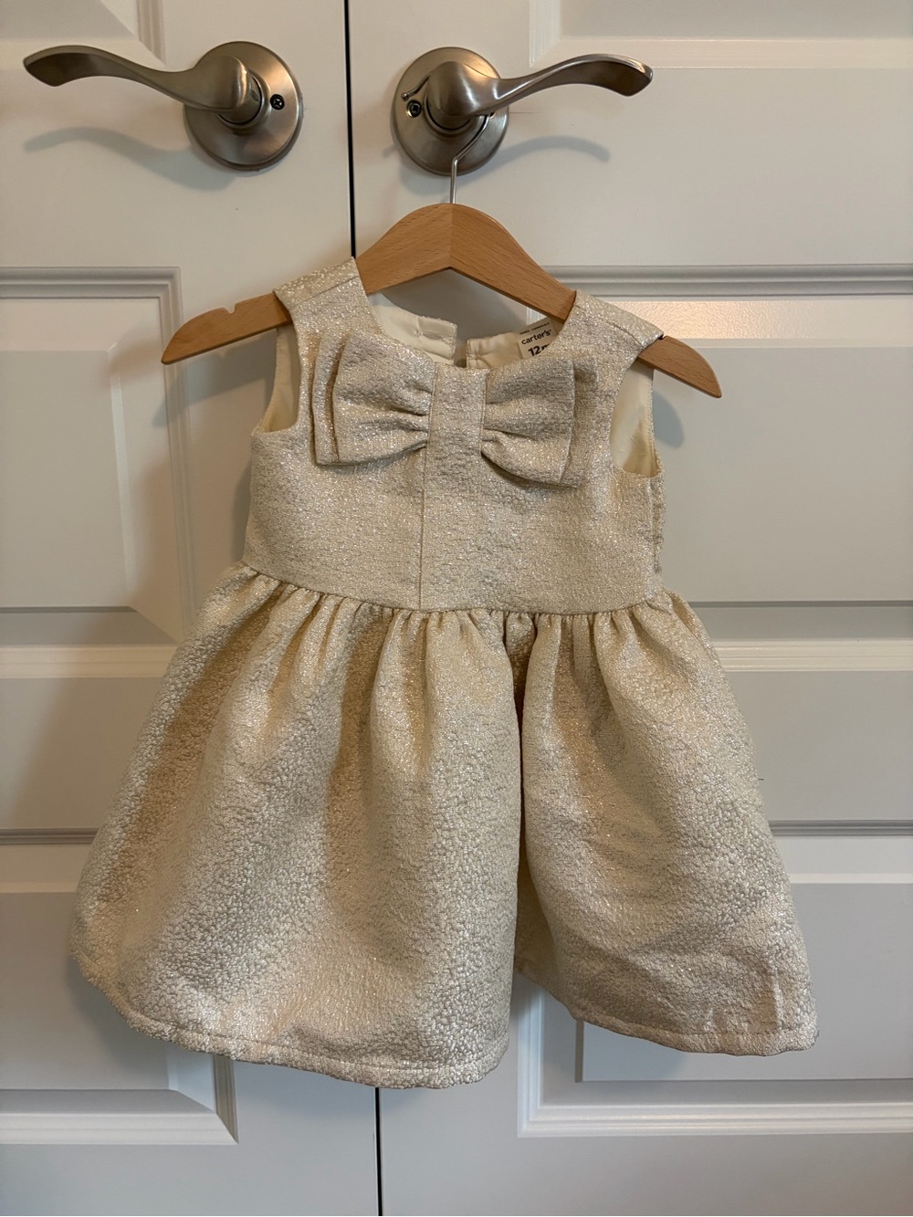 Classic Cream Bow-Front Girls Formal Dress